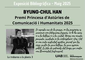 Cartell de l’exposició “Byung-Chul Han. Premi Princesa d’Astúries d’Humanitats i Comunicació 2025”