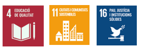 ODS de sostenibilitat: 04 educació de qualitat, 11 ciutats sostenibles i 16 Pau, justícia i institucions sòlides