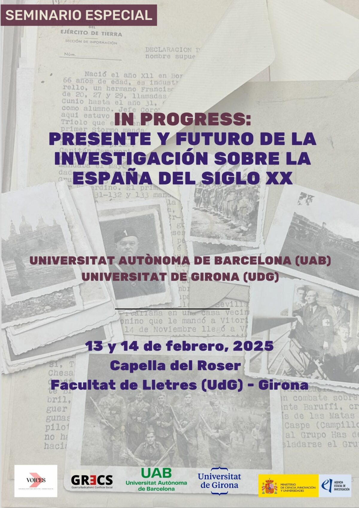 Seminari Especial. IN PROGRESS:  Presente y futuro de la investigación sobre la España del siglo XX