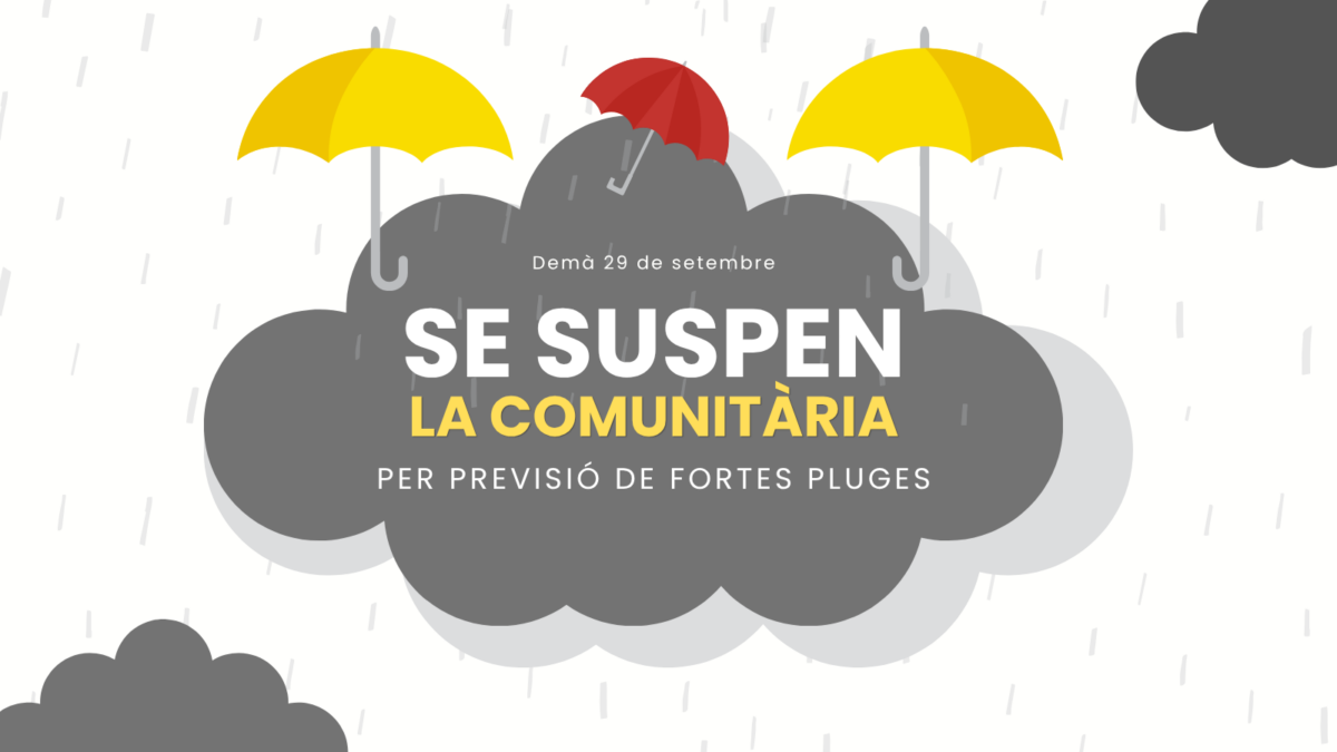 Suspesa La Comunitària del 29 de setembre per la previsió de fortes pluges