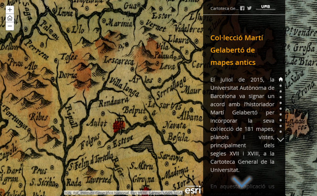 Storymaps de la Col·lecció Gelabertó de mapes antics de la UAB.