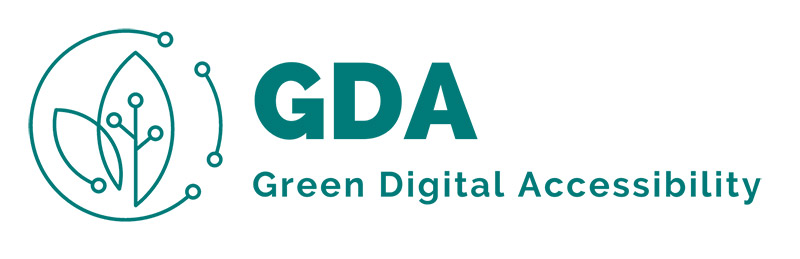 Logo connecting nature and digital accessibility. Text: green digital accessibility.