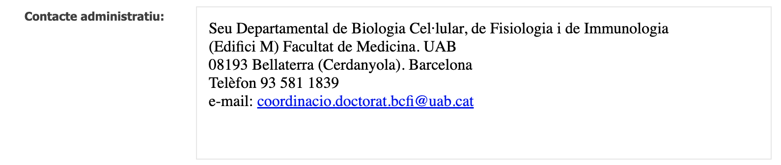 Visualització d'un camp de text abans de la seva edició