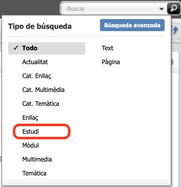 Menú de cerca de les persones que són editores del web del departament