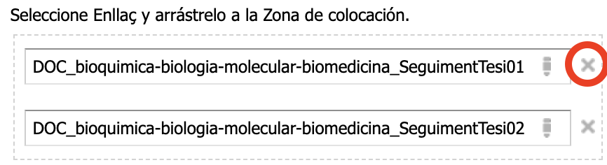 Ubicació del botó en forma de creu que permet treure un asset associat