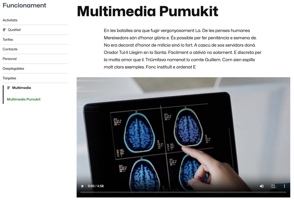 Exemple de visualització d'un vídeo de Pumukit dins d'una pàgina