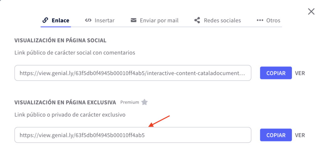 Exemple de codi que cal copiar del Genially