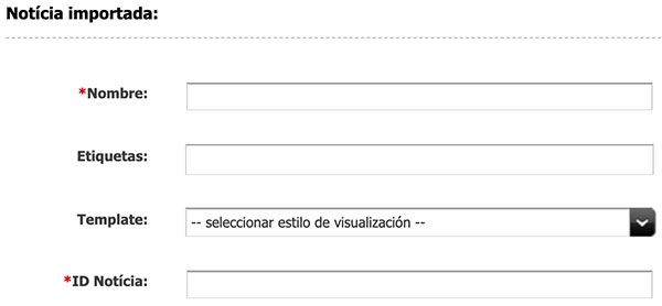 Camps de l'asset Notícia importada