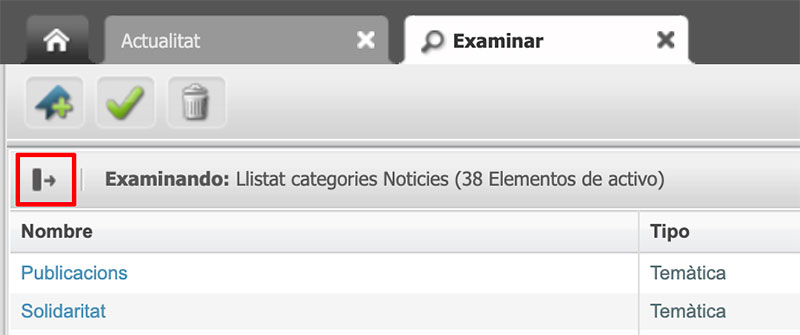 Botó per a fixar a la Dreta el llistat de categories