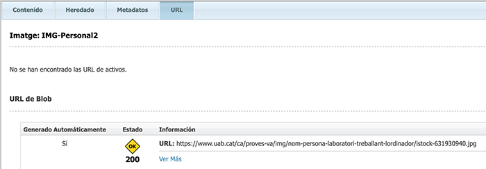 Contingut de la pestanya URL