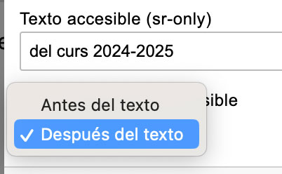 Camp on podem indicar la ubicació del text accessible