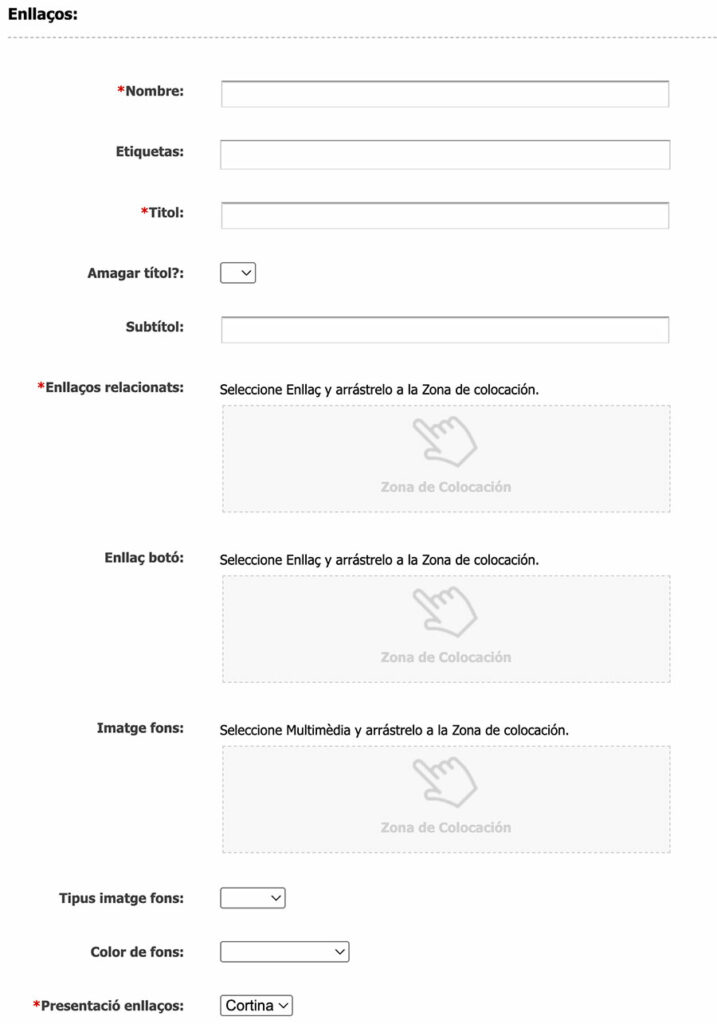 Captura de pantalla de l'asset Fila d'enllaços