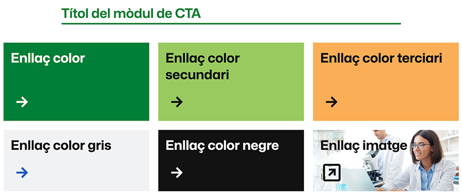 Exemple dels colors dels enllaços del mòdul de bànners CTA