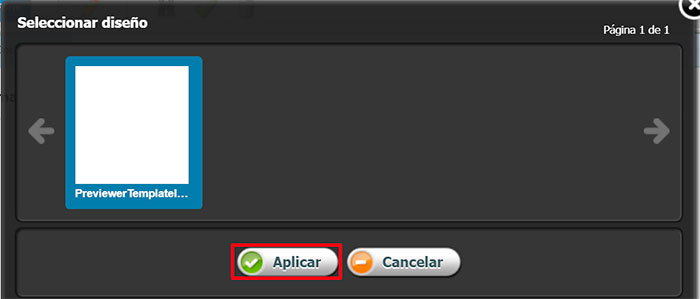Captura de pantalla de la selecció de la plantilla de previsualització d'un asset