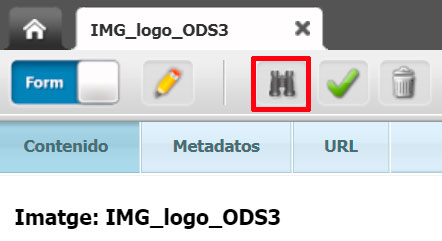 Captura de pantalla de la barra de menú d'un asset imatge