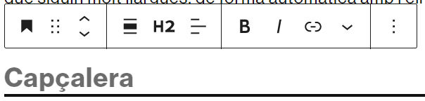 panell  emergent amb les opcions de configuració de l'element capçalera