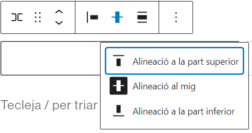 opcions d’aliniament vertical